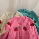 Strawberry-accent Loose Cardigan