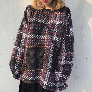 Check Loose-fit Pullover As Figure - One Size