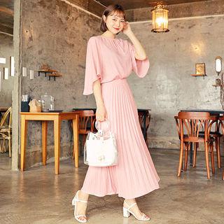 Cutout-front Pleated-hem Long Dress