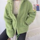 Plain Loose-fit Cardigan Green - One Size