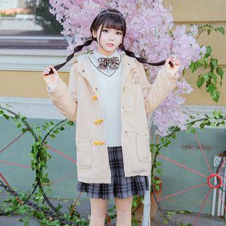 Hooded Bear Embroidered Duffle Jacket
