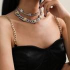 Rhinestone Necklace 1423 - Silver - One Size