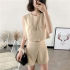 Set: Sleeveless Crop Top + High-waist Shorts