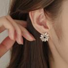 Flower Cat Eye Stone Earring 1 Pc - Gold - One Size