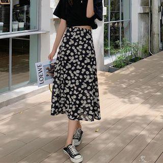 Flower Midi A-line Skirt