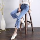 Slit Hem Cropped Jeans