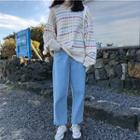 Color Block Sweater Almond - One Size