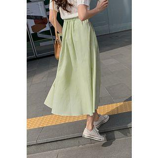 Zipped Gathered Maxi Skirt Mint Green - One Size