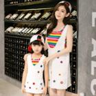 Family Matching Set: Striped Camisole Top + Eyelet Pinafore Dress