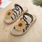 Floral Accent Woven Slippers