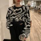 Zebra Print Sweater Black & White & Gray - One Size