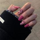 Leopard Print Matte Faux Nail Tips 474 - Pink - One Size