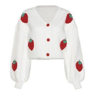 Strawberry-patch Cropped Cardigan