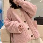 V-neck Faux Shearling Cardigan