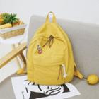 Plain Canvas Backpack With Brooch