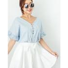 Lace-up Frilled-trim Top