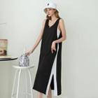 Contrast Open-side Long Tank Dress