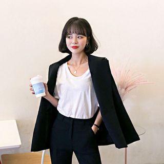 Single-button Flap-pocket Blazer