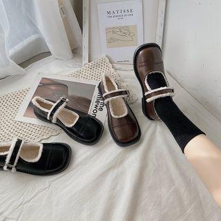 Faux Leather Fleece-lined Mary Jane Shoes