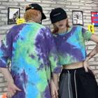 Tie-dyed Elbow-sleeve T-shirt / Short-sleeve Cropped T-shirt