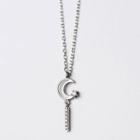 S925 Sterling Silver Moon & Bar Pendant Necklace