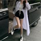 Crop Tank Top / Loose-fit Long Shirt / Contrasted High-waist Shorts