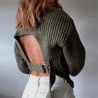 Open-back Waffle Knit Sweater