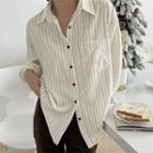 Striped Corduroy Shirt Stripe - Gray & White - One Size
