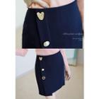 Asymmetric-hem Button-accent Mini Skirt