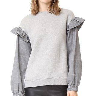 Two-tone Frill-trim Sweatshirt