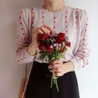 Round-neck Floral Pattern Knit Top