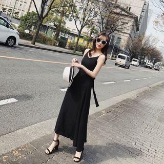 Spaghetti-strap Tie-back A-line Midi Dress