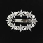 Rhinestone Faux Pearl Flower Hair Clip Platinum - One Size
