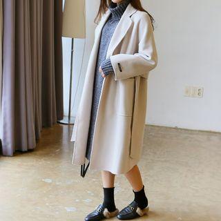 Tie-waist Handmade Wool Blend Coat