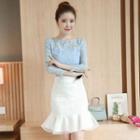 Set: Lace Long-sleeve Top + Mermaid Skirt