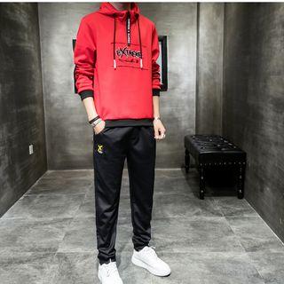 Set: Letter Patch Hoodie + Sweatpants