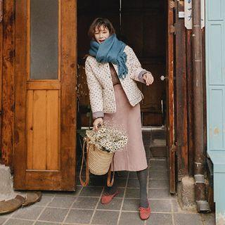 Round-neck Polka-dot Quilted Jacket