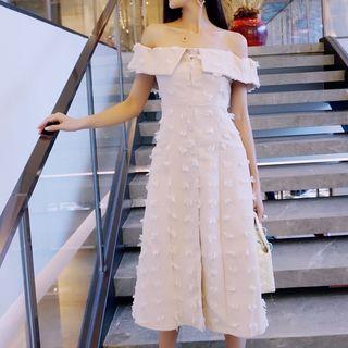 Off Shoulder A-line Midi Party Dress
