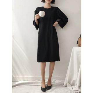 Puff-shoulder Midi T-shirt Dress