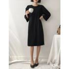 Puff-shoulder Midi T-shirt Dress