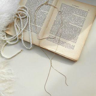 Pearl & Lariat Tiered Necklace Gold - One Size