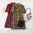 Plaid Double-breasted Blazer Dress