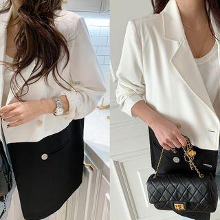Double-button Two-tone Blazer