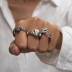 Set Of 3 : Skull / Fang / Alloy Ring (assorted Designs) 2190 - Silver - One Size