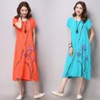 Short-sleeve Linen Midi Dress