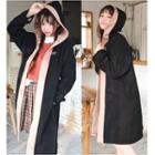 Contrast-trim Hooded Trench Coat