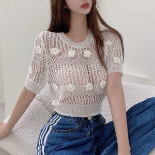 Round-neck Crochet Crop Top