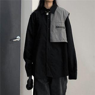 Long Sleeve Two Tone Panel Shirt