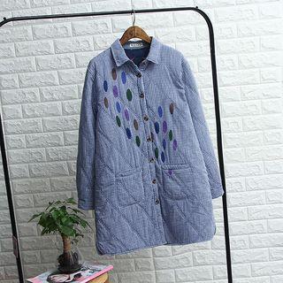 Dotted Gingham Quilted Coat