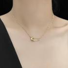 Stainless Steel Safety Pin Pendant Necklace Gold - One Size